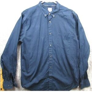 JCPenney JCP Shirt Mens Large Navy Blue Button Down Long Sleeve Casual